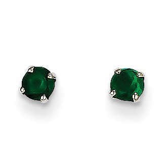14k White Gold 3 mm Emerald Stud Earrings 14k White Gold 3 mm Emerald Stud Earrings